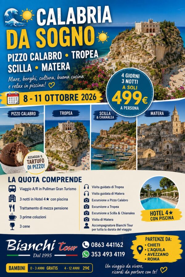 �☀ CALABRIA DA SOGNO ☀� 8-11 OTTOBRE 2026