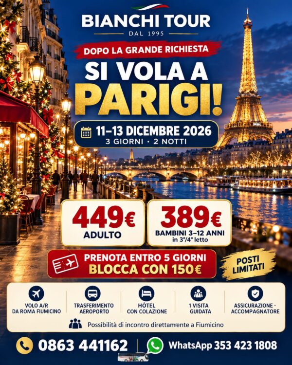 SI VOLA A PARIGI ✈️ 11-13 DICEMBRE 2026
